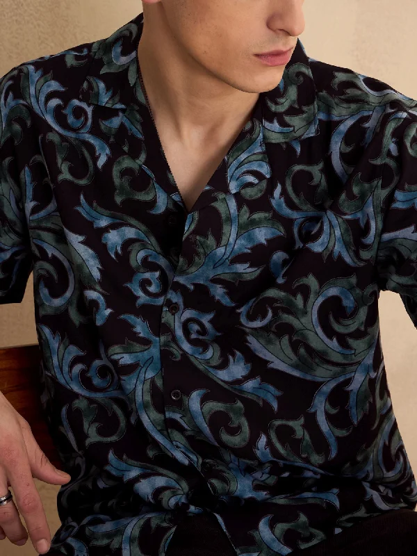Men's Big and Tall Shirts for Added ComfortBlack and Blue Oversized Casual Shirt