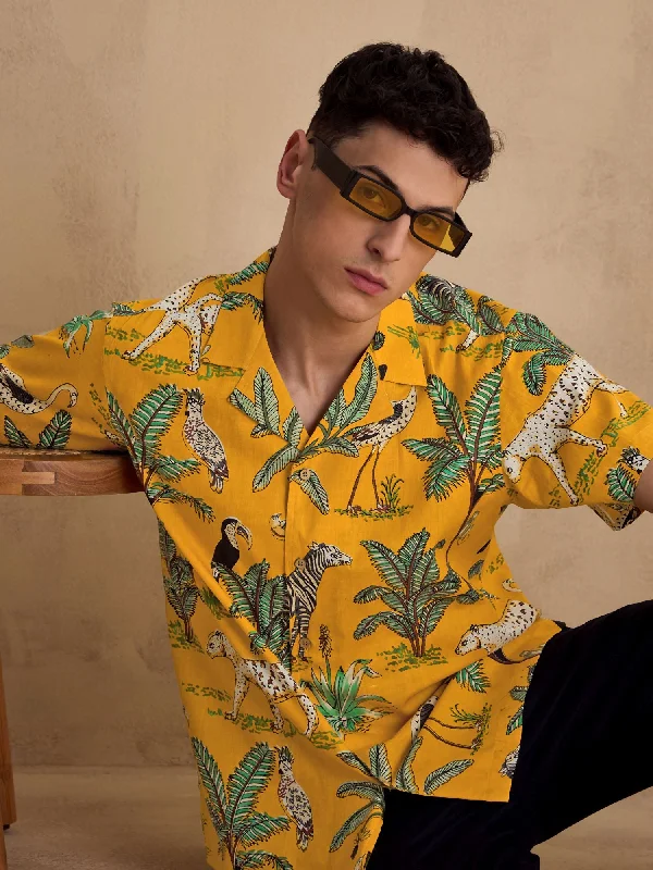 Men's Unique Dress Shirts for a Statement LookMustard Oversized Casual Shirt