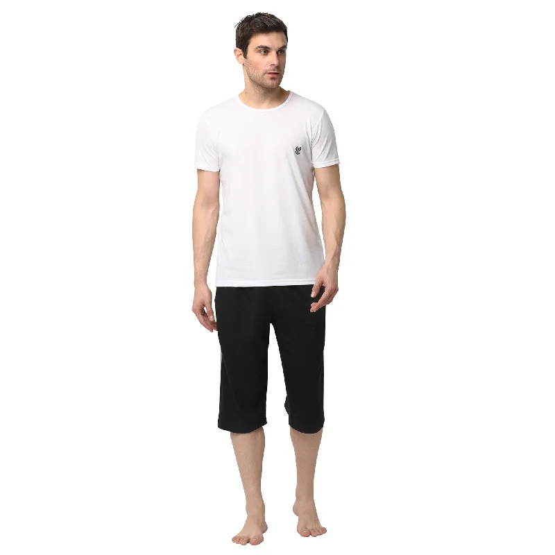 Mack Jonney White Black Night Suit For Men's