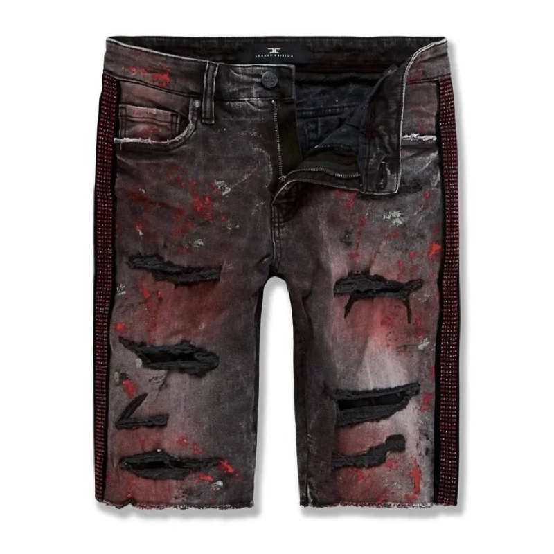 Men's Pants with Logo EmbossmentsVegas Striped Denim Shorts In Bred
