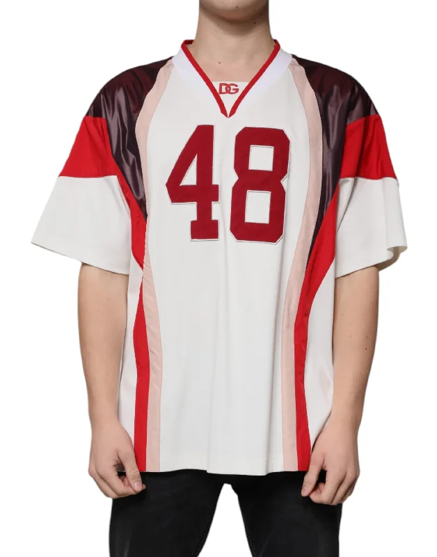Men's Shirts with Hidden ButtonsDolce & Gabbana multi Logo Jersey Cotton V-neck Men's T-shirt
