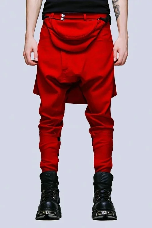 Men's Pants with Contrast StitchingClip Pants Block Red - Unisex