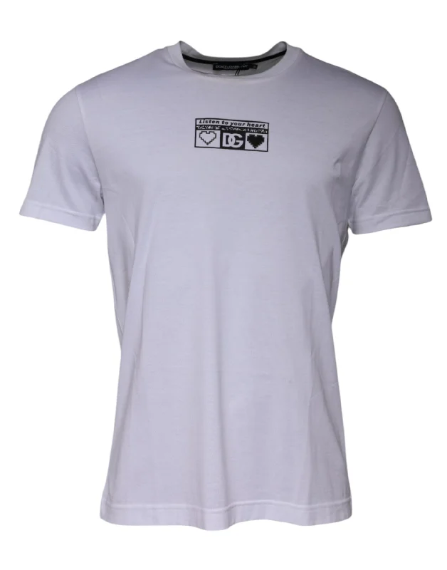 Men's Shirts with Drawstring WaistbandsDolce & Gabbana  Logo Print Cotton Crew Neck Men's T-shirt
