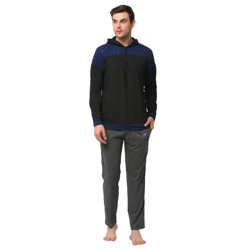 Mack Jonney Black Grey Night Suit For Men's