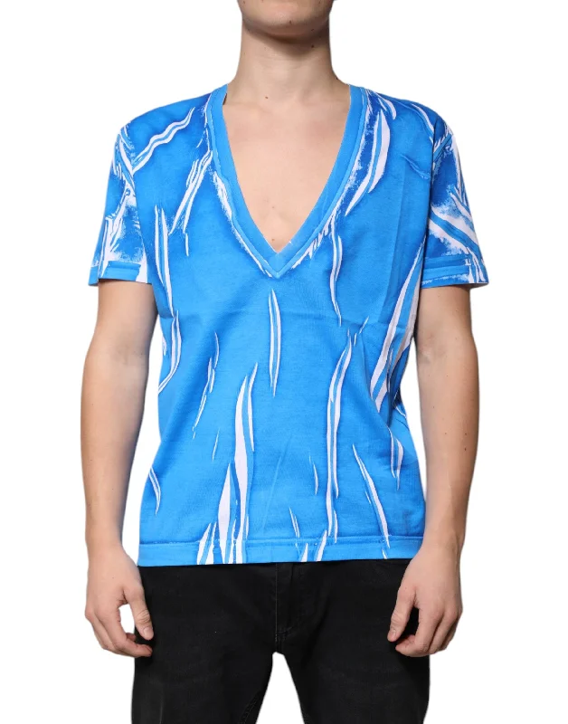 Men's Shirts with Surplice HemlinesDolce & Gabbana  Cotton V-neck Short Sleeves Men's T-shirt