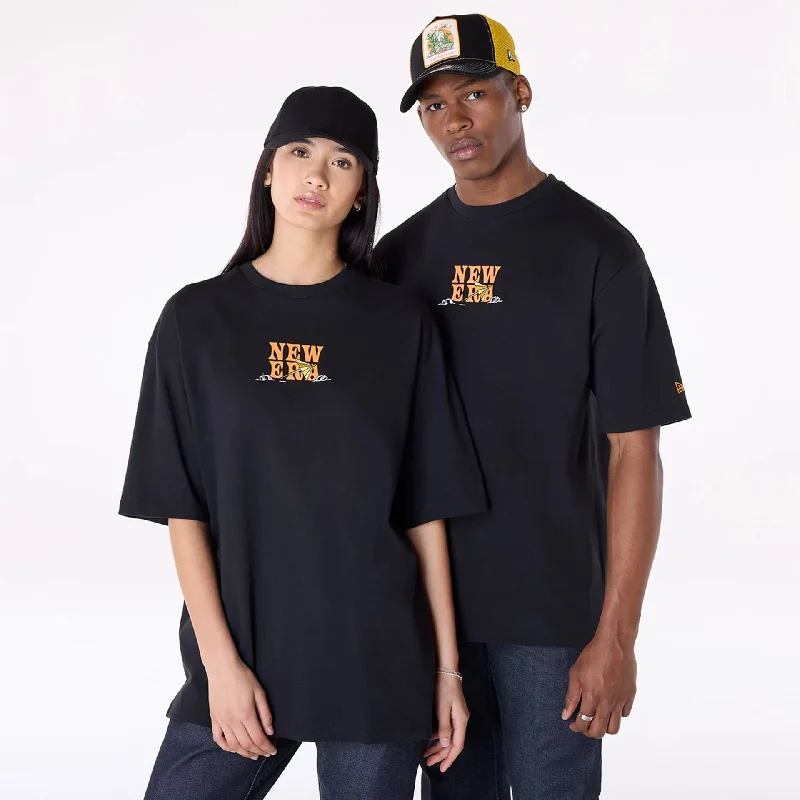 Men's Shirts with Scoop NecksNew Era Drink Graphic Black Oversized T-Shirt