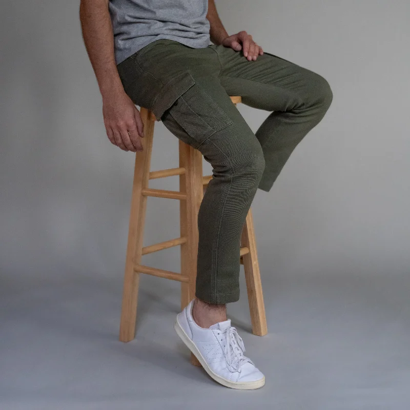 Men's Pants with Ripped and Distressed DetailsCargo Pants - Olive