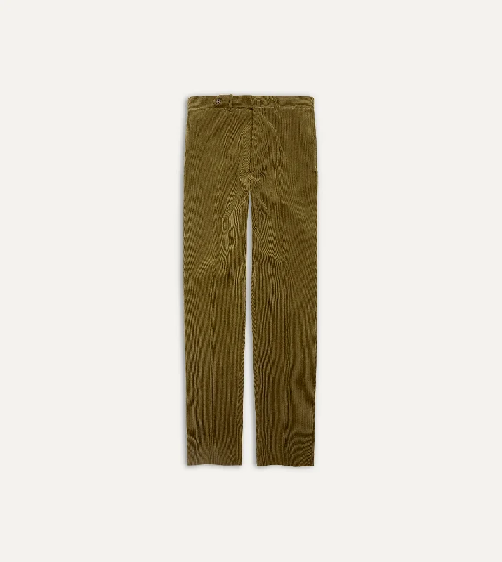 Men's Pants with Stretchable Fabric for FlexibilityOlive Mid-Wale Corduroy Flat Front Trouser Men's Pants with Stretchable Fabric for FlexibilityOlive Mid-Wale Corduroy Flat Front Trouser