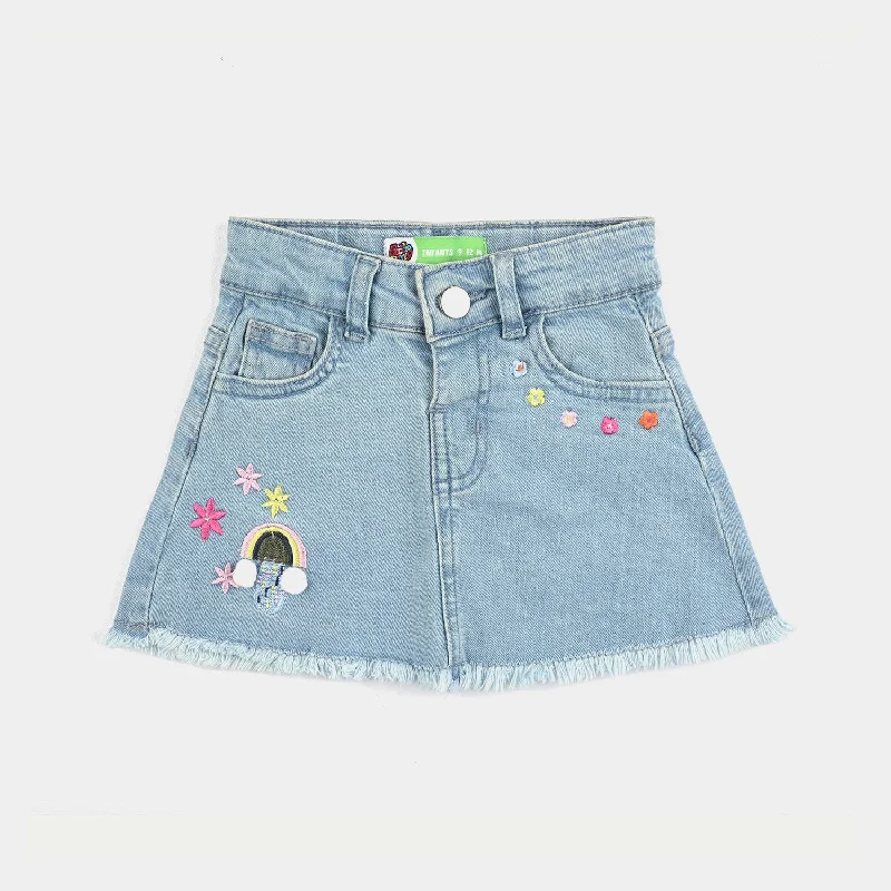 Men's Pants with Back PocketsInfant Girls Denim Skirt Mushrooms-Mid.Blue