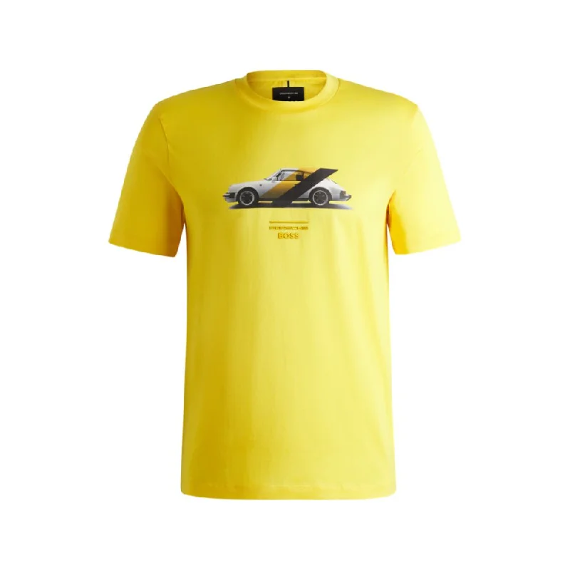 Men's Shirts with Button-Down PocketsPorsche x  mercerized-cotton T-shirt with collaborative branding