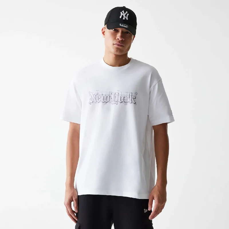 Men's Shirts with Wingtip CollarsOde To NY White Oversized T-Shirt
