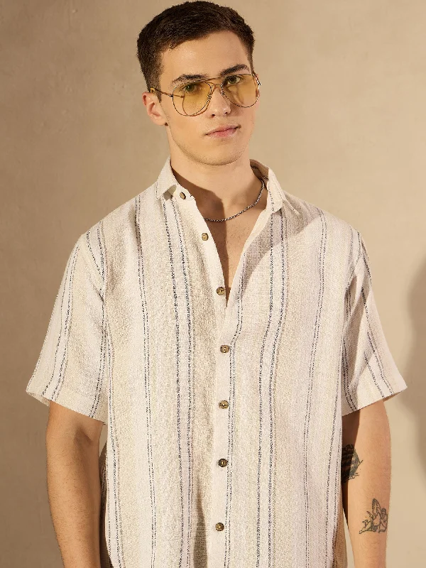 Men's Minimalist Shirts for a Clean LookDrop Shoulder Half Sleeves Popcorn Oversized Shirt