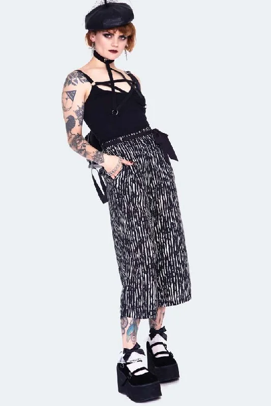 Men's Patterned Pants with Camouflage PrintsScattered Stripes Culottes With Contrast