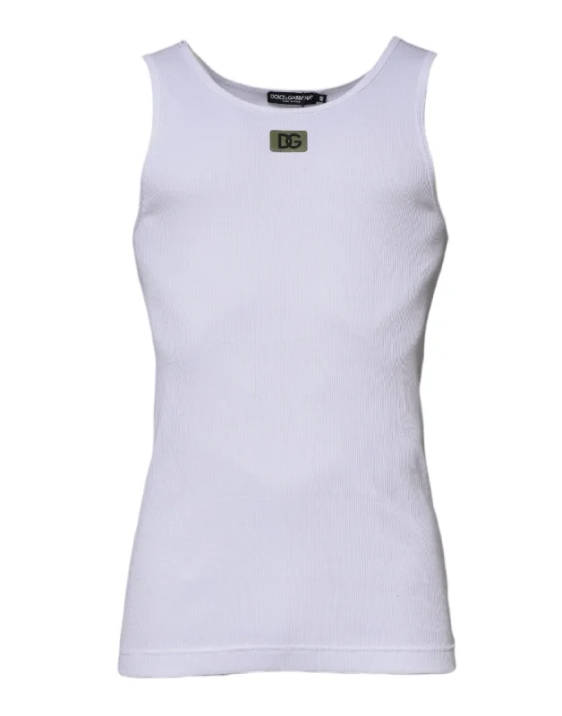 Men's Shirts with Geometric PatternsDolce & Gabbana  Cotton Round Neck Sleeveless Men's T-shirt