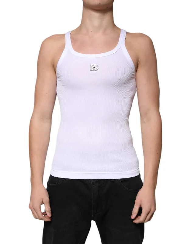Men's Shirts with Appliqué DetailsDolce & Gabbana  Cotton DG Sleeveless Round Neck Men's T-shirt