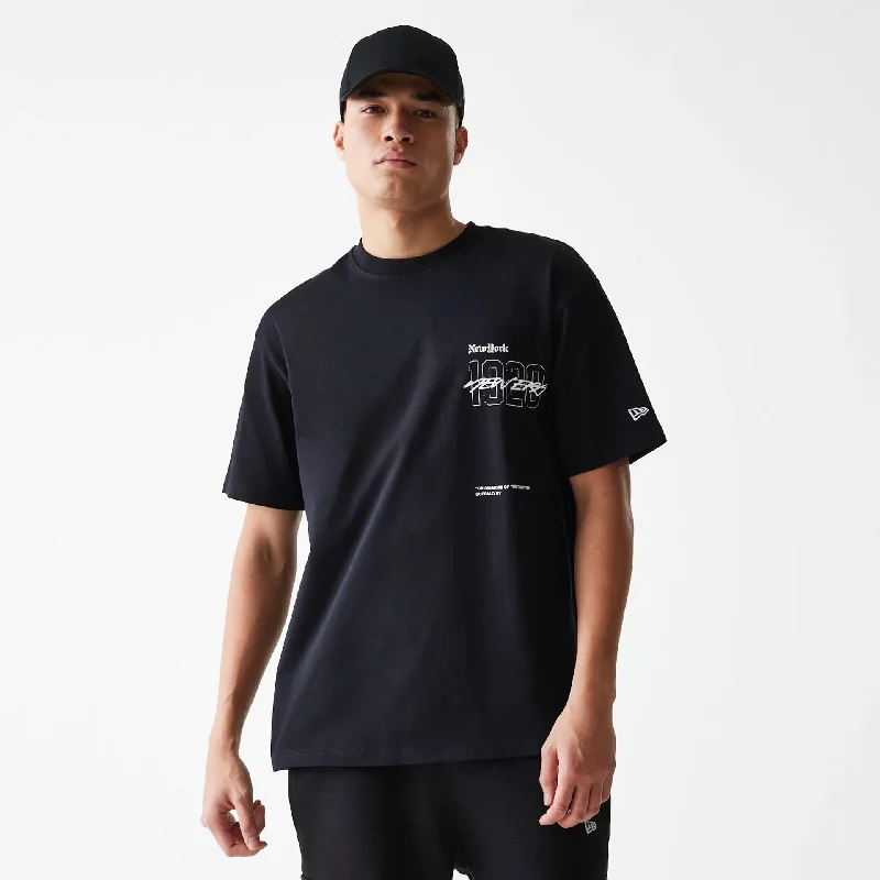 Men's Shirts for Outdoor ActivitiesOde To NY Rose Black Oversized T-Shirt