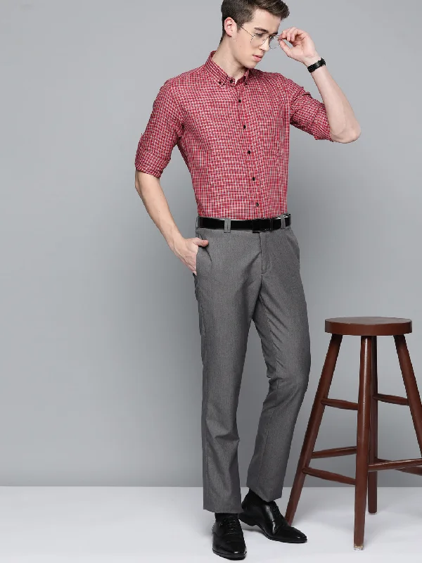 Men's Machine-Washable Shirts for ConvenienceSmart Slim Fit Gingham Checks Formal Shirt