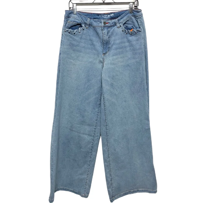 Stylish Trucker CapsJeans Wide Leg By Peace Love World In Blue Denim, Size:12