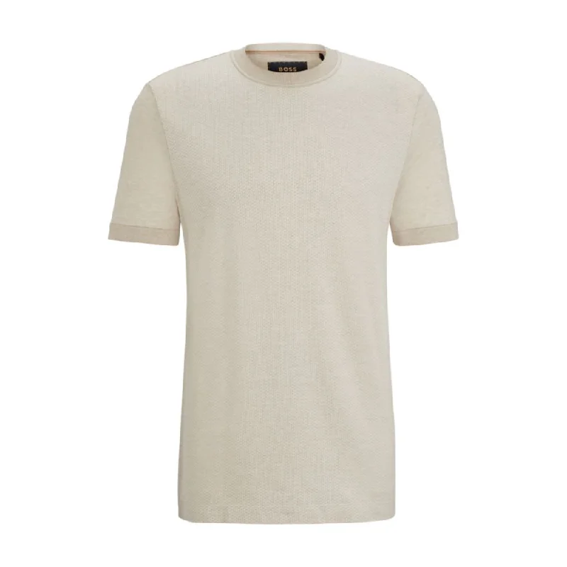 Men's Shirts with Belt LoopsCotton-silk regular-fit T-shirt with mixed structures