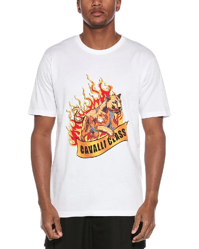 Men's Shirts with Embellished SleevesCavalli Class Graphic T-Shirt