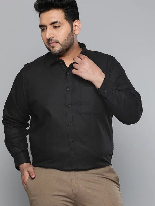 Men's Tailored Shirts for a Sharp AppearanceDENNISON Men Black Smart Slim Fit Pure Cotton Solid Formal Shirt