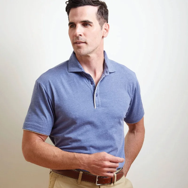 Men's Shirts with Wingtip CollarsPacific Grove Contrast Tipped Polo in Denim Blue Mix by Left Coast Tee