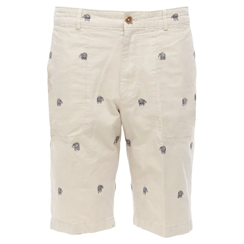 Men's Pants with Functional PocketsLouis Vuitton Cotton Elephant Embroidery Safari Shorts