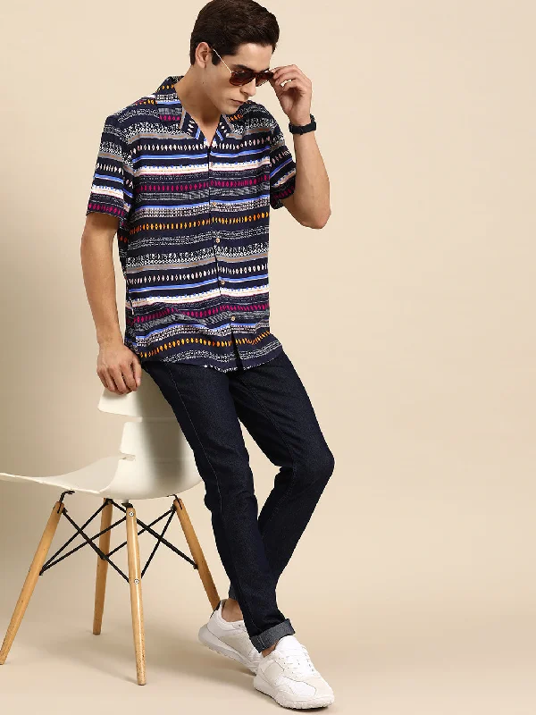 Comfortable Men's Flannel ShirtsDENNISON Men Multicoloured Block Printed Shirt