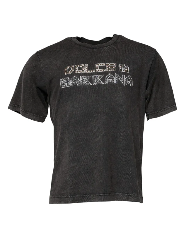 Men's Shirts with Single-Breasted DesignsDolce & Gabbana  Logo Embellished Men Crew Neck Men's T-shirt (Pre-Owned)