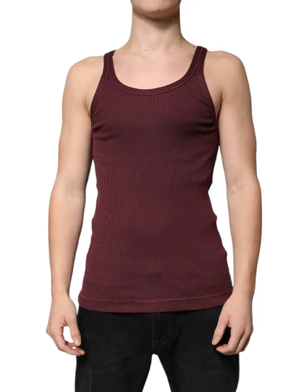 Men's Shirts with High NecksDolce & Gabbana  Cotton Sleeveless Round Neck Tank Men's T-shirt