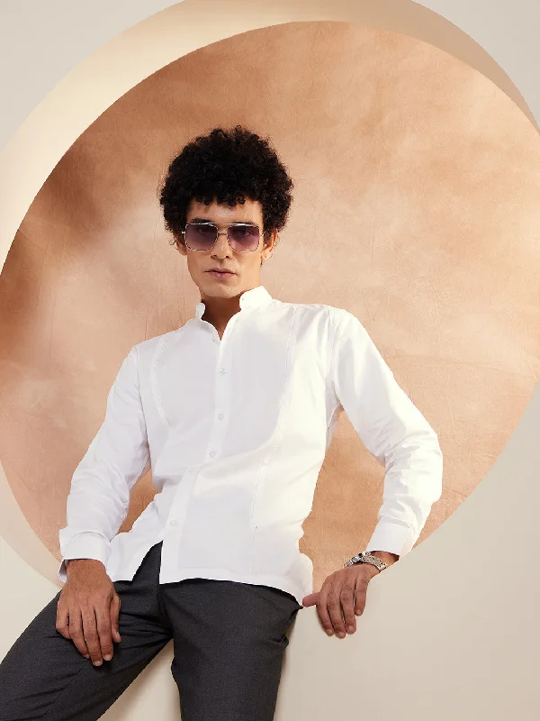 Men's Solid-Color Block Shirts for a Bold StatementDENNISON White Clubwear Shirt
