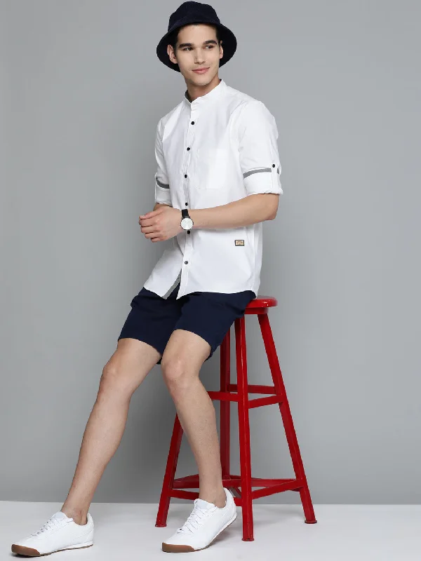 Men's Collared Shirts for Formal OccasionsDENNISON Men White Smart Slim Fit Casual Shirt