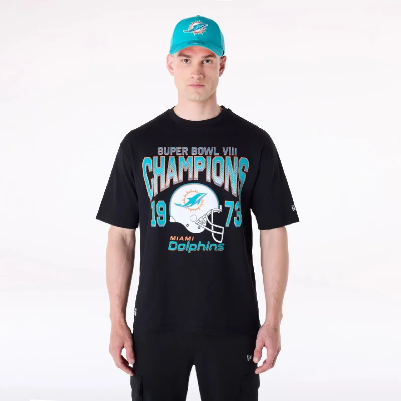 Men's Shirts with Striped PatternsMiami Dolphins NFL Helmet Black T-Shirt