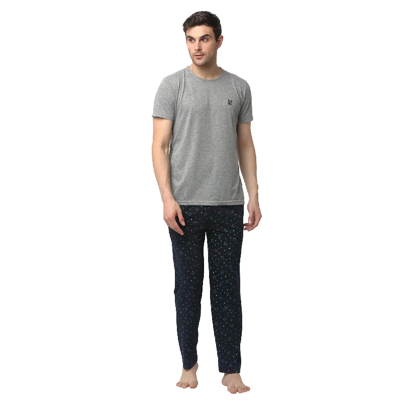 Mack Jonney Silver Dark Blue Night Suit For Men's