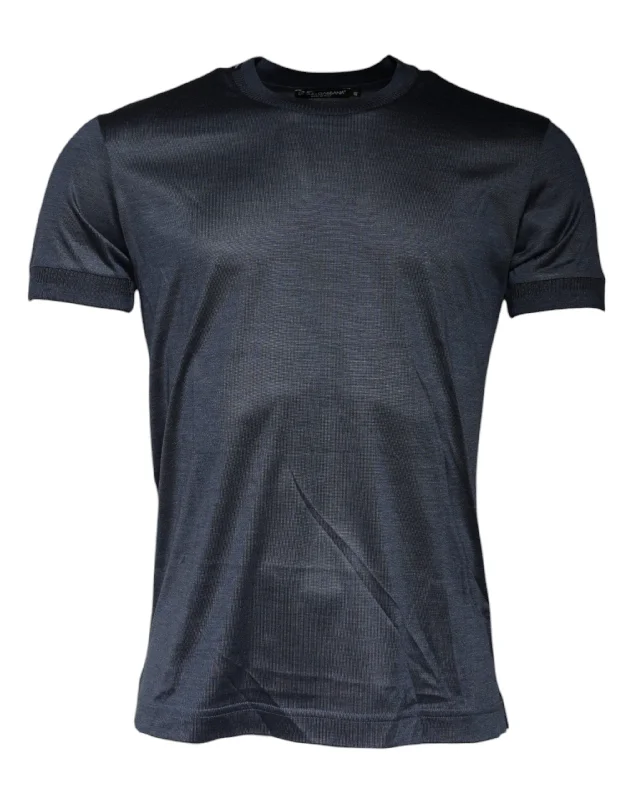 Men's Shirts with Checkered PatternsDolce & Gabbana  Silk Crew Neck Short Sleeves Men's T-shirt