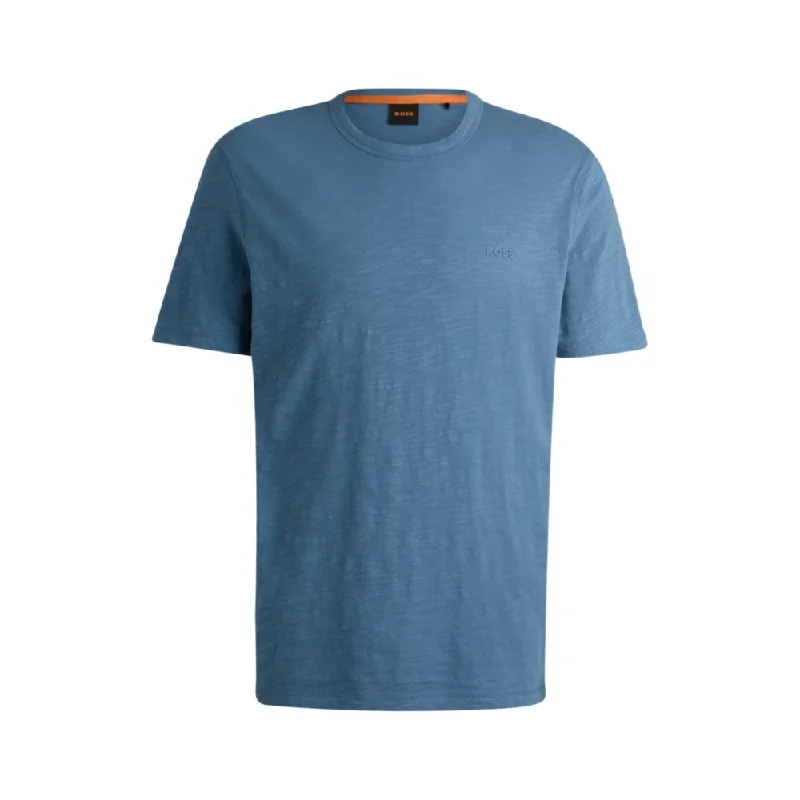 Men's Shirts with Raw-Edge HemlinesSlub-cotton T-shirt with logo detail