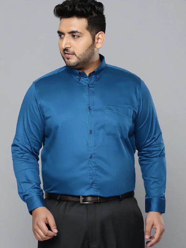 Men's Pattern Mixing Shirts for Creative StyleMen Blue Smart Slim Fit Opaque Formal Shirt