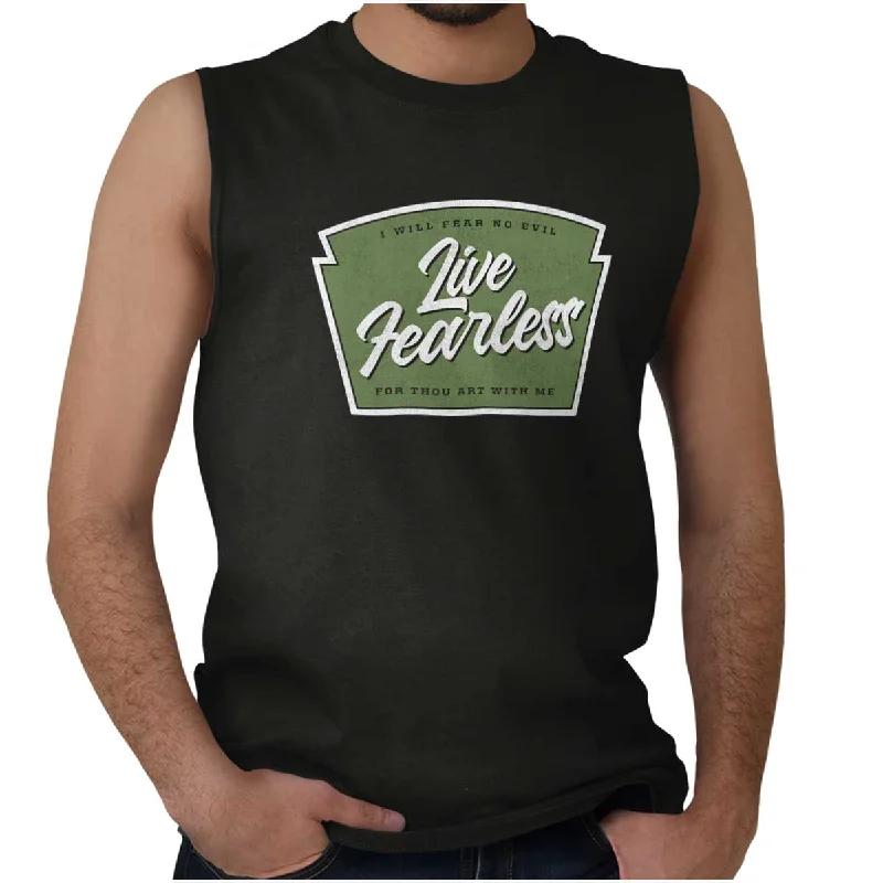 Men's Casual Friday Shirts for Relaxed Office DaysLive Fearless in God Sleeveless T Shirt