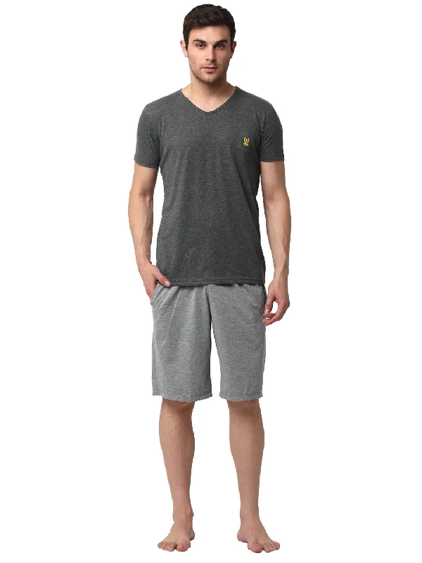 Mack Jonney Grey Silver Night Suit For Men's