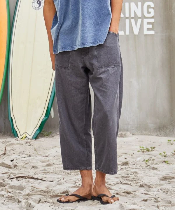 Men's Pants with Button-CuffsSURF＆Palms Vintage Washed Denim Pants