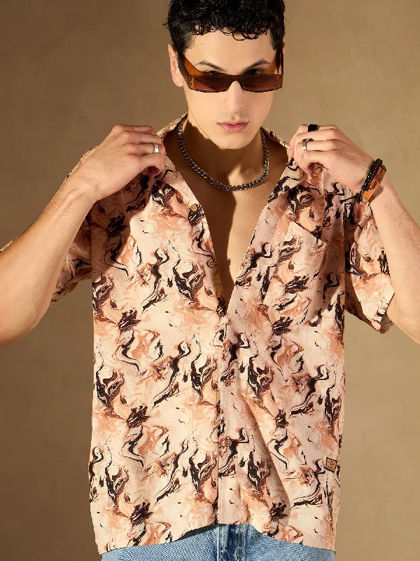 Men's Cowboy Shirts for Western StyleBrown Oversized Casual Shirt
