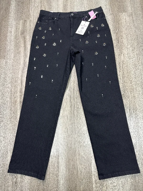 Embroidered Baseball CapsJeans Straight By Gloria Vanderbilt In Black Denim, Size: 16