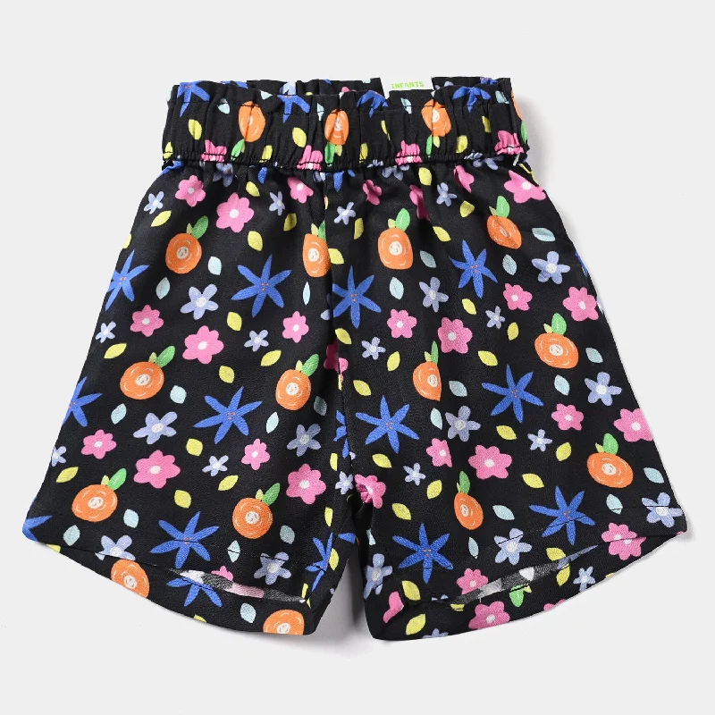 Men's Pants with Moisture-Wicking PropertiesInfant Girls Cotton Viscose Short Printed Black Flower
