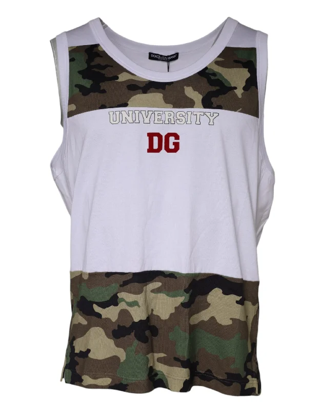 Men's Shirts with Pin CollarsDolce & Gabbana  Camouflage Tank Sleeveless Men's T-shirt (Pre-Owned)