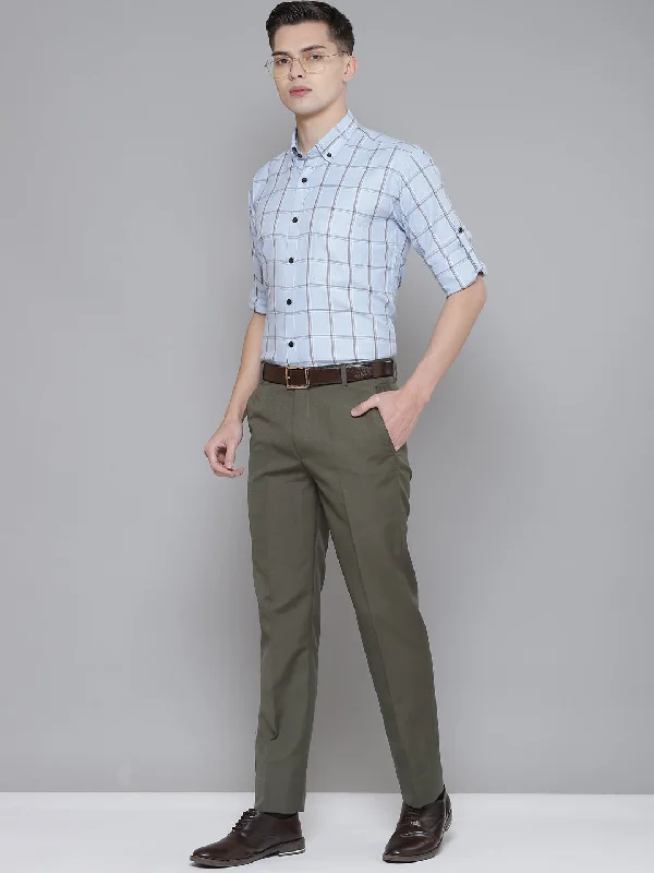 Men's Henley T-Shirts for a Casual TwistMen Blue Smart Slim Fit Checked Formal Shirt