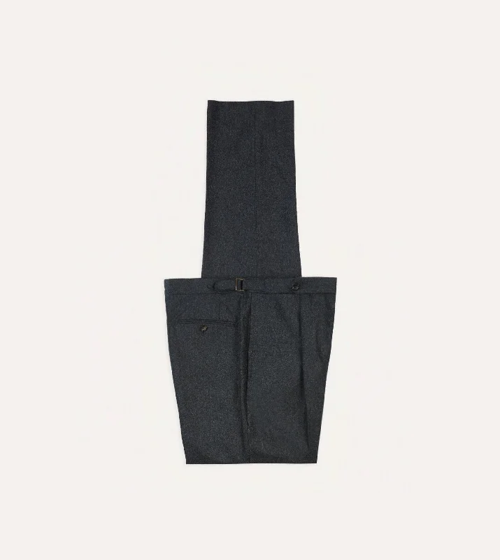 Durable Men's Work PantsGrey Wool Flannel Single Pleat Trouser