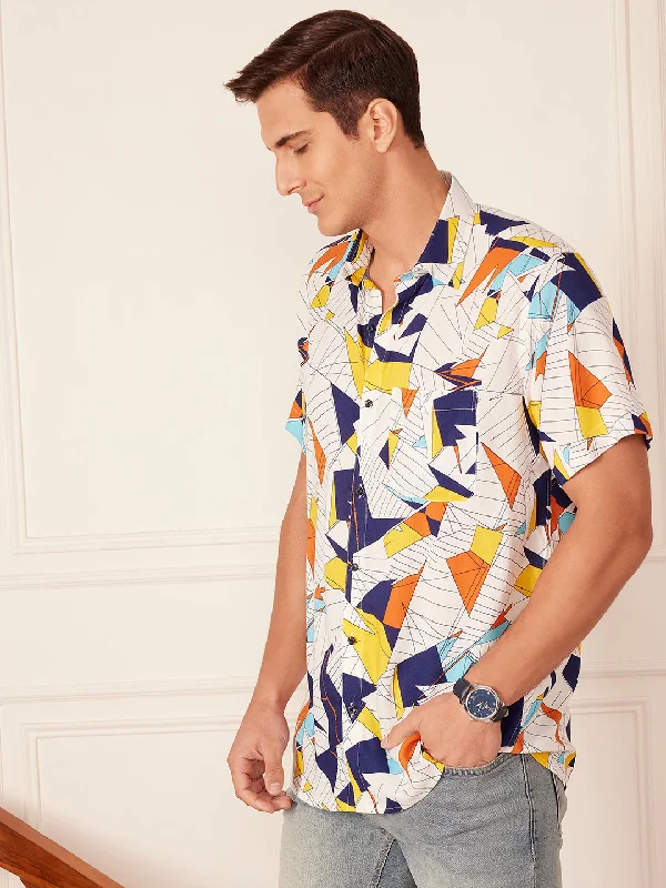 Men's Dressy Button-Down Shirts for Formal OccasionsDENNISON Smart Conversational Printed Casual Shirt