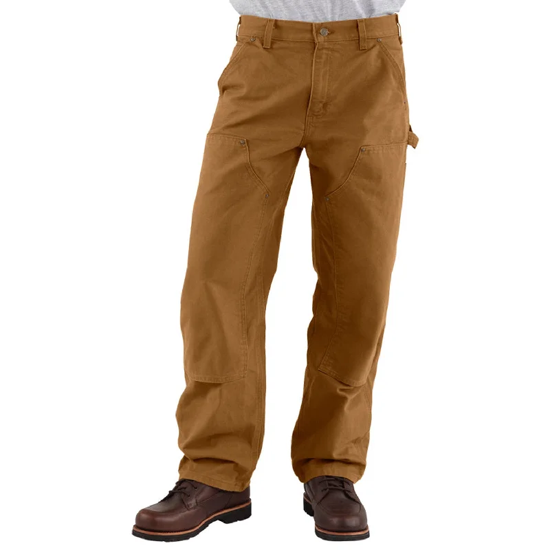 Men's Button-Fly Pants for a Traditional TouchCarhartt Men's Washed Duck Double-Front Work Dungaree_Carhartt Brown