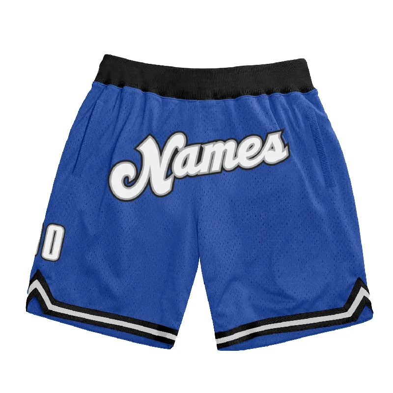 Blue White-Black Authentic Throwback Basketball Shorts