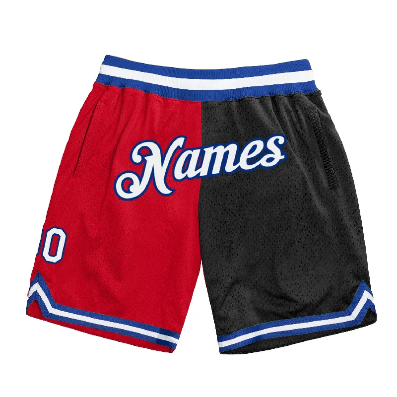 Red White-Black Authentic Throwback Split Fashion Basketball Shorts